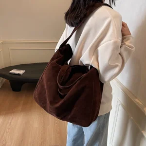 Women’s Tote Bags 2025 New Fashion Suede Vintage Large Shoulder Crossbody Bag for Woman Korean Female Student Bookbag Handbags