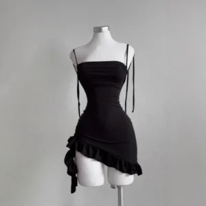 2026 Sexy Sleelveless Backless Mini Dress Women Summer Europe America Lace Up Bodycon Dresses High Street Party Club Black Dress