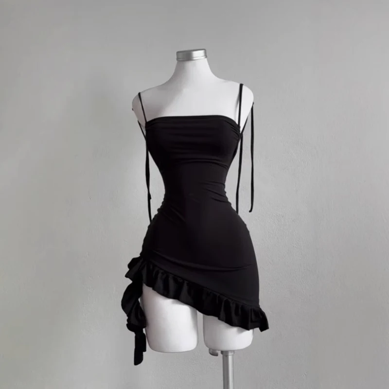 2026 Sexy Sleelveless Backless Mini Dress Women Summer Europe America Lace Up Bodycon Dresses High Street Party Club Black Dress - Image 2