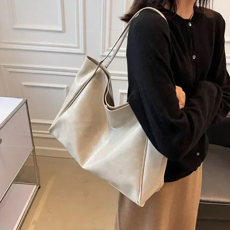 Women Tote Bag Fashion Underarm Pouch Large Capacity Soft Pu Leather Shoulder Bag Retro Crossbody Bag Casual Portable BucketBags - Image 5