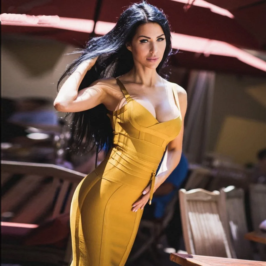 【New style】's hot sale 's hot sale European and American suspender waist sexy hip bandage dress Guangzhou source - Image 3