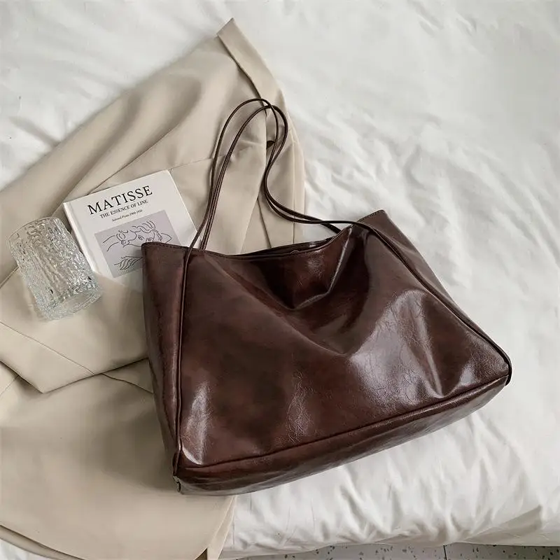 Women Tote Bag Fashion Underarm Pouch Large Capacity Soft Pu Leather Shoulder Bag Retro Crossbody Bag Casual Portable BucketBags - Image 10