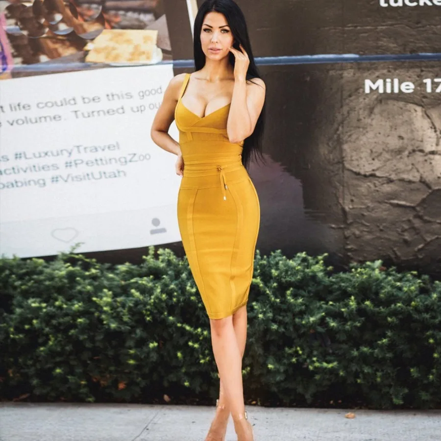 【New style】's hot sale 's hot sale European and American suspender waist sexy hip bandage dress Guangzhou source - Image 2