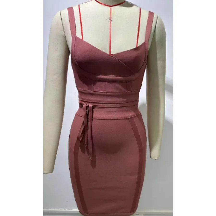 【New style】's hot sale 's hot sale European and American suspender waist sexy hip bandage dress Guangzhou source - Image 9