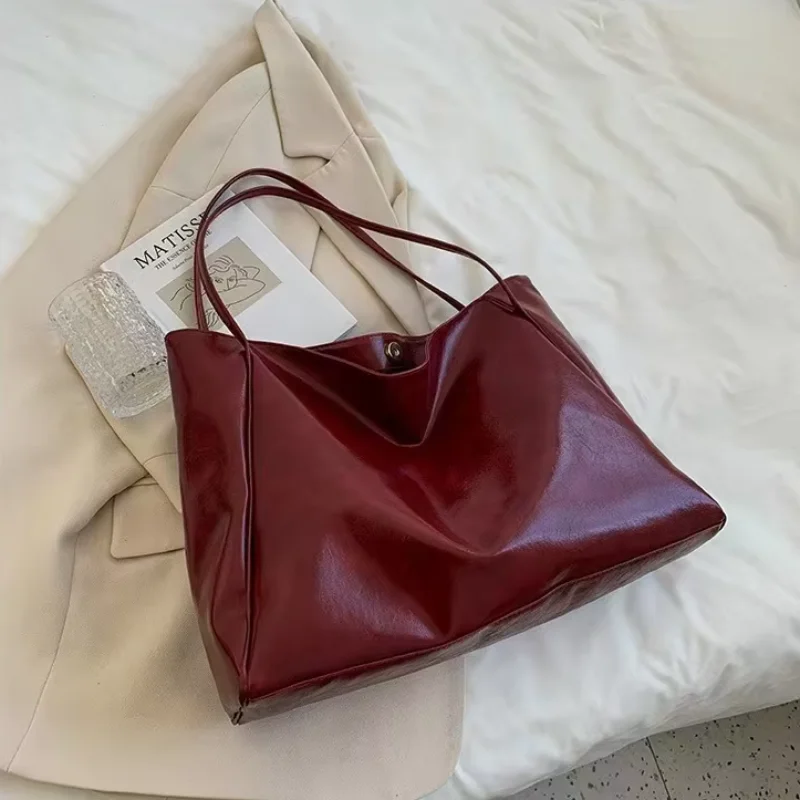 Women Tote Bag Fashion Underarm Pouch Large Capacity Soft Pu Leather Shoulder Bag Retro Crossbody Bag Casual Portable BucketBags - Image 7