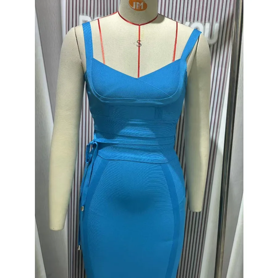 【New style】's hot sale 's hot sale European and American suspender waist sexy hip bandage dress Guangzhou source - Image 7
