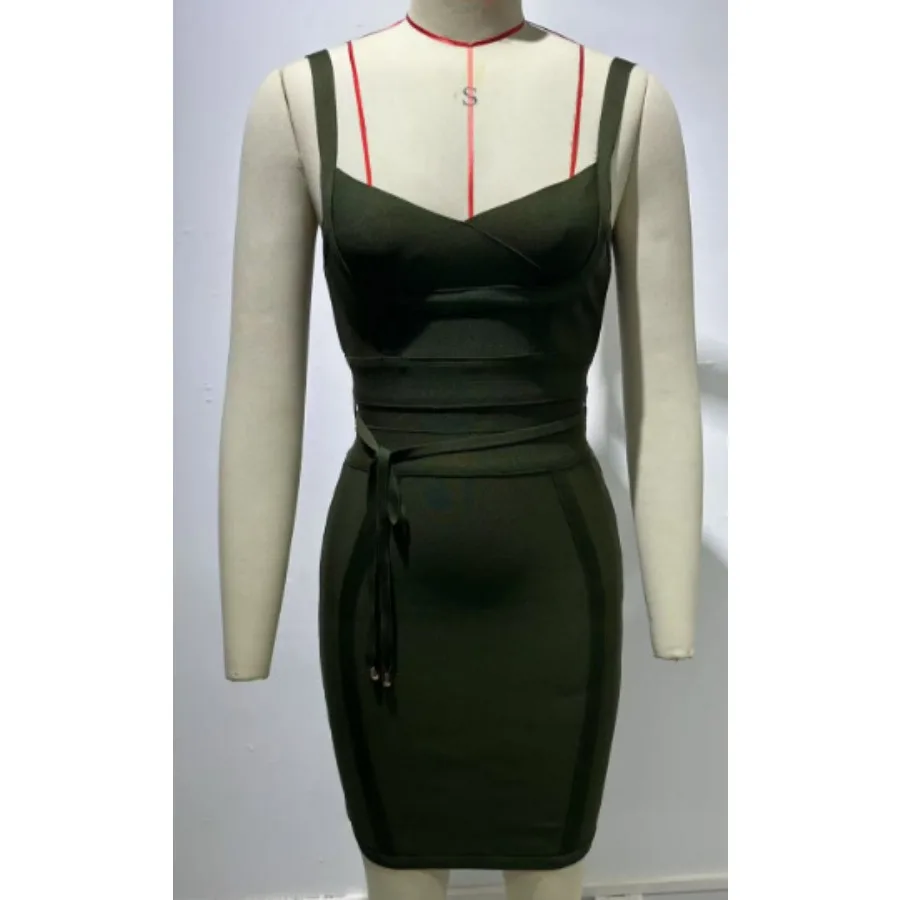 【New style】's hot sale 's hot sale European and American suspender waist sexy hip bandage dress Guangzhou source - Image 6