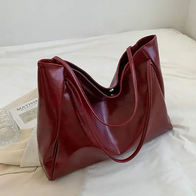 Women Tote Bag Fashion Underarm Pouch Large Capacity Soft Pu Leather Shoulder Bag Retro Crossbody Bag Casual Portable BucketBags - Image 2