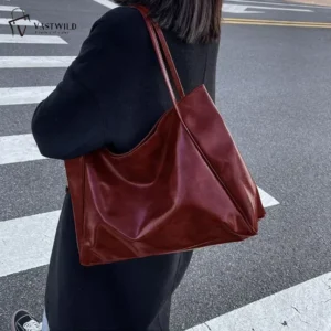 Women Tote Bag Fashion Underarm Pouch Large Capacity Soft Pu Leather Shoulder Bag Retro Crossbody Bag Casual Portable BucketBags