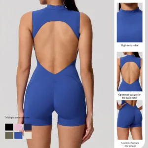 New Summer Women’s Sleeveless Back Hollow Jumpsuit Female Sports Suit Fitness Yoga Clothing Peach Hipo Gym Overalls 1 Pcs
