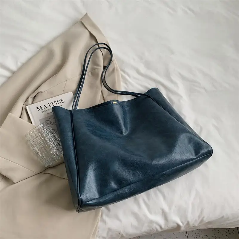 Women Tote Bag Fashion Underarm Pouch Large Capacity Soft Pu Leather Shoulder Bag Retro Crossbody Bag Casual Portable BucketBags - Image 9