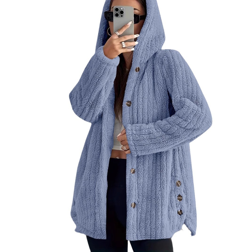 Women's Plush Hooded Coat - Image 5