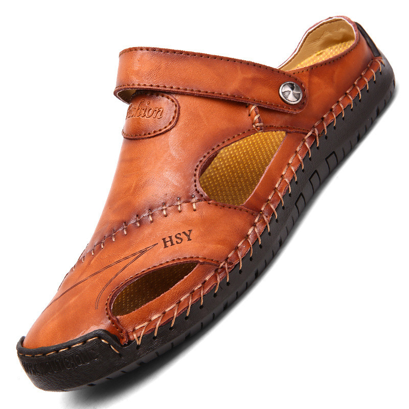 Men's Closed-Toe Back Strap Sandals in Red brown