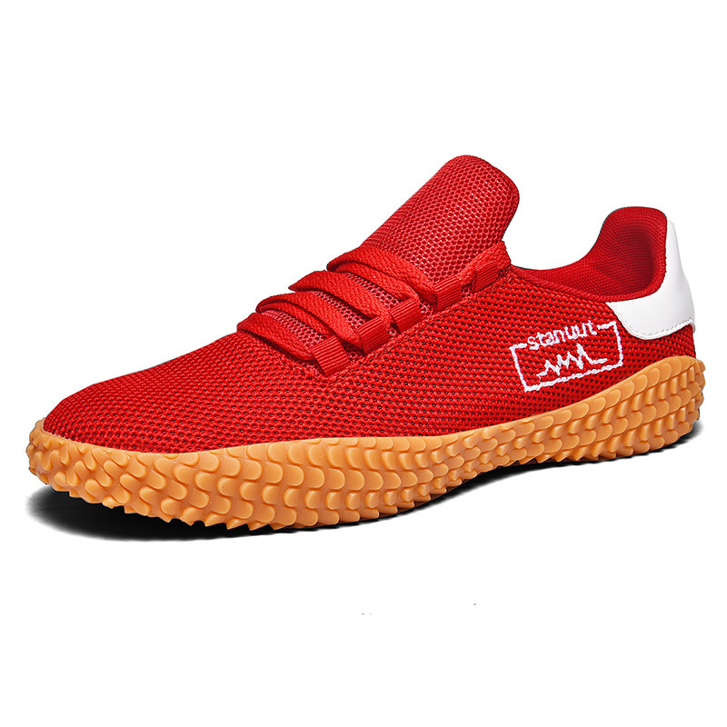 Men's Knit Lace-Up Sneakers in Red, 39