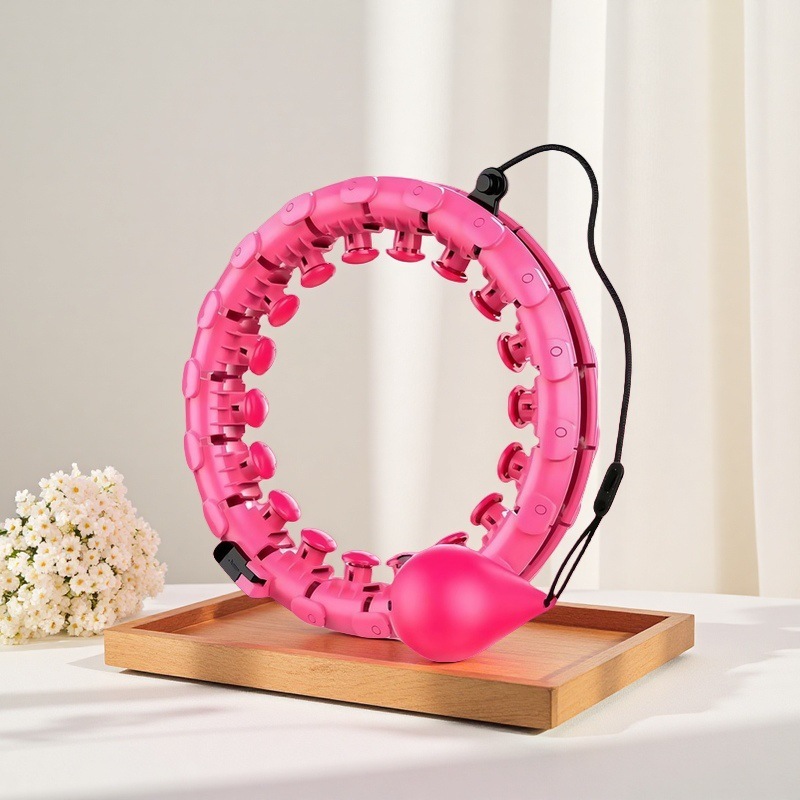 Adjustable Exercise Hoop in Grapefruit pink, 24 knots