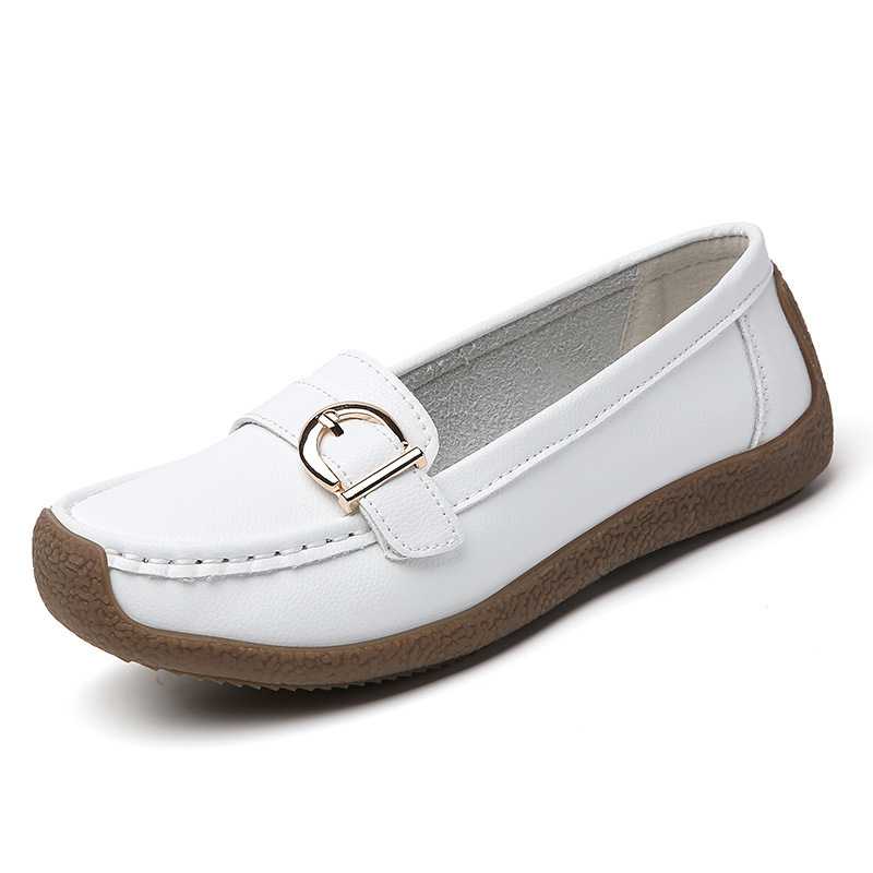 Women's Buckle Loafers in White