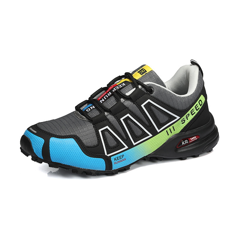 Men's Colour Block Lace-Up Sneakers in Gray Green