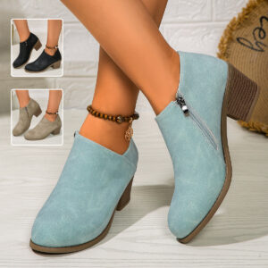 Women’s Round-Toe Block-Heel Ankle Boots