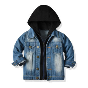 Kids’ Layered-Look Hooded Denim Jacket