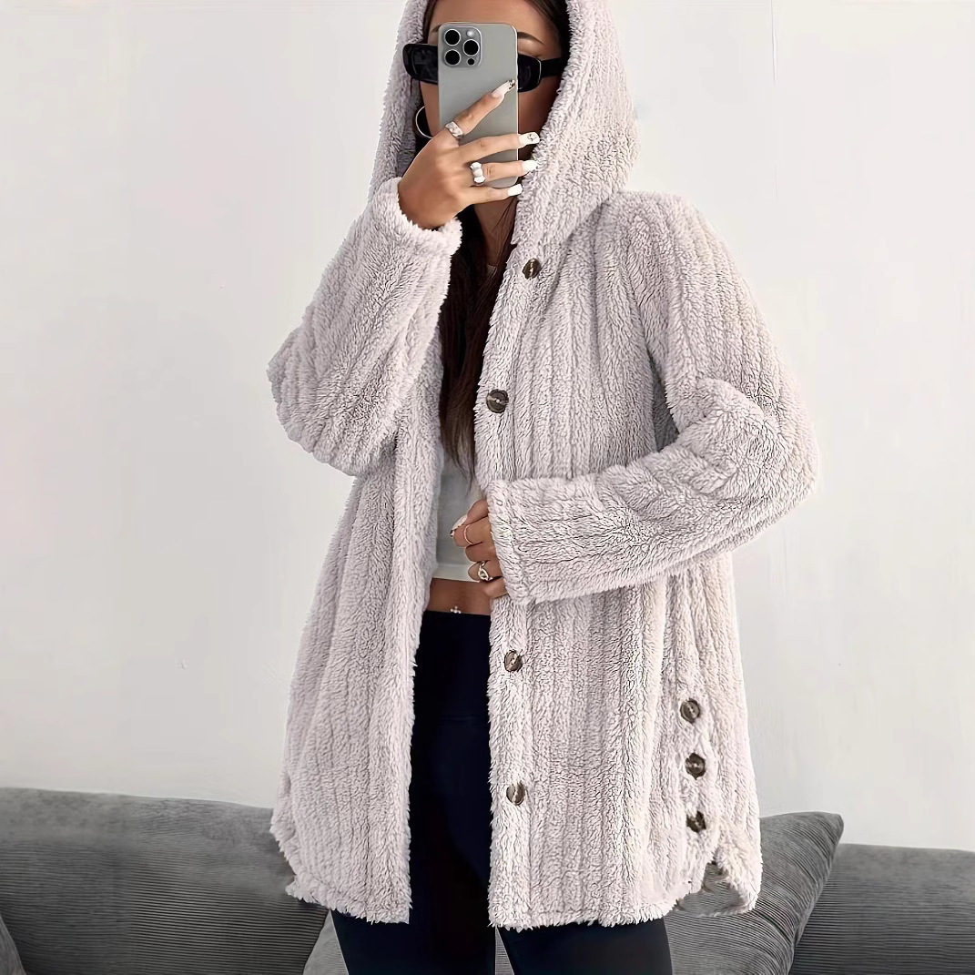 Women's Plush Hooded Coat - Image 3