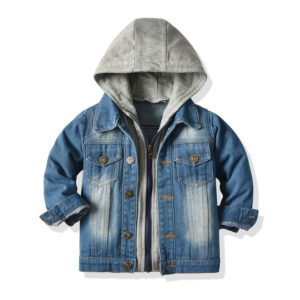 Kids’ Layered-Look Hooded Denim Jacket