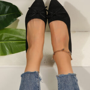 Knit Bow Ballet Flats