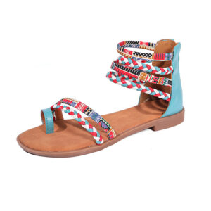 Woven Strap Zip-Back Sandals