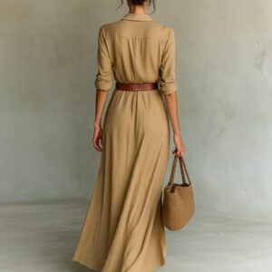 Women’s Belted Long-Sleeve Shirt Dress