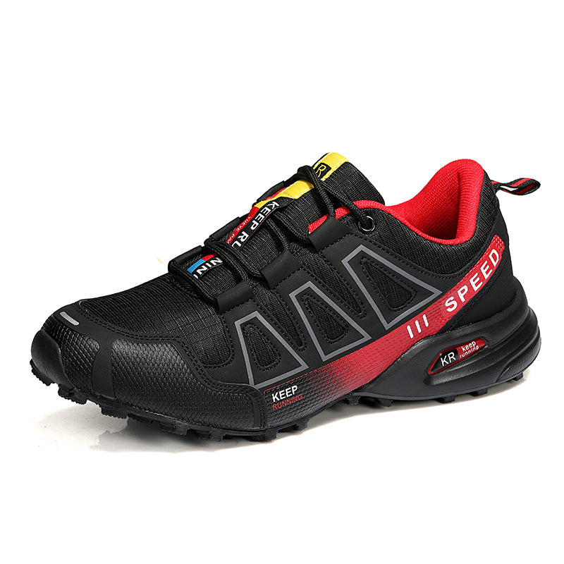 Men's Colour Block Lace-Up Sneakers in Black And Red