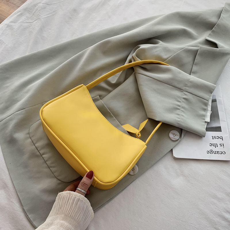 Mini Curved Shoulder Bag in Yellow