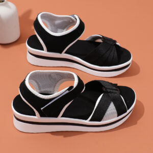 Mesh Cross Strap Platform Sandals