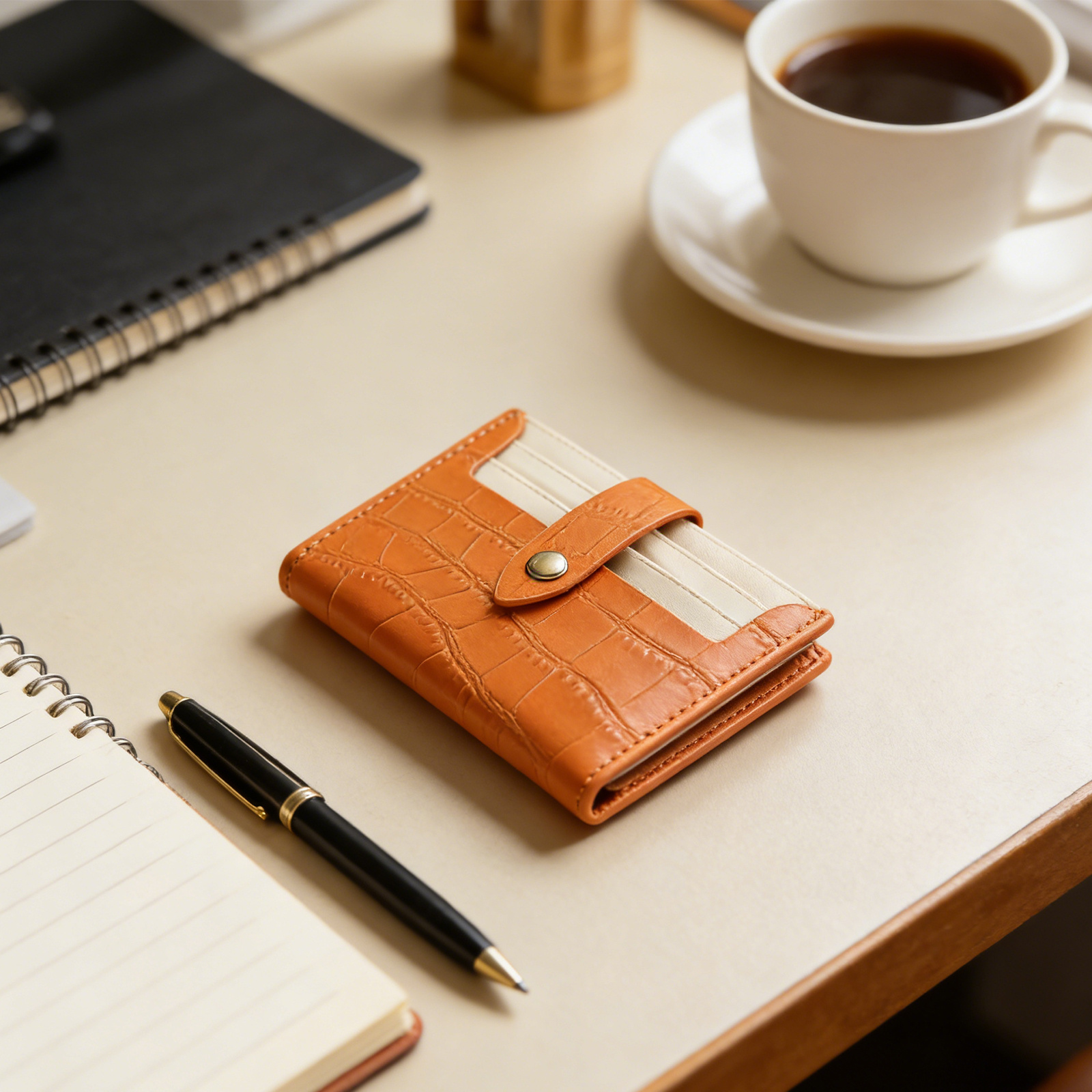 Orange Snap Card Holder in 6926398666670