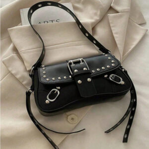 Studded Faux Leather Shoulder Bag