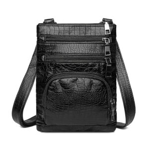 Faux Leather Multi-Pocket Crossbody Bag