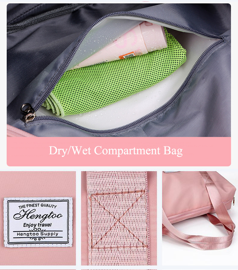 Gym tote wet pocket and supplier brand patch