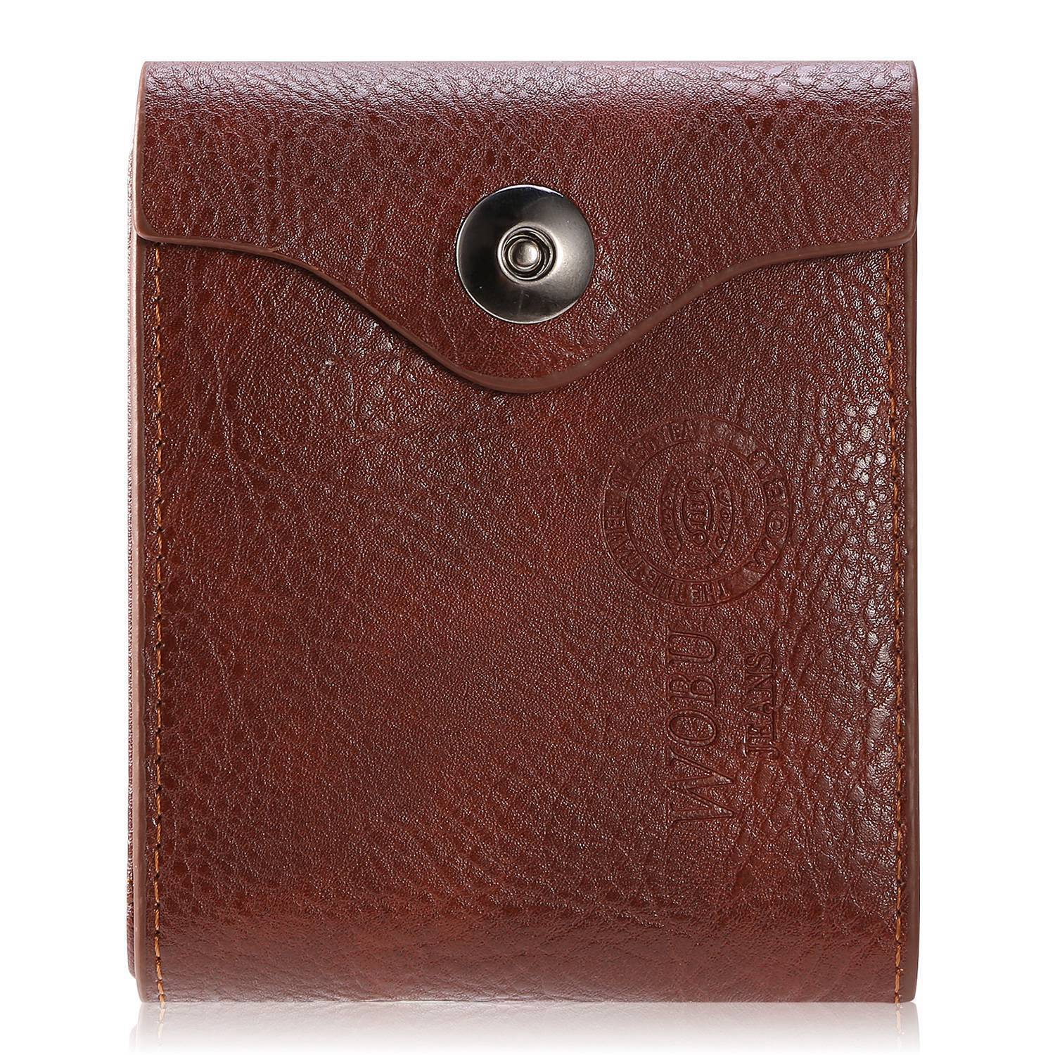 Brown Bifold Wallet with Coin Pocket in Brown