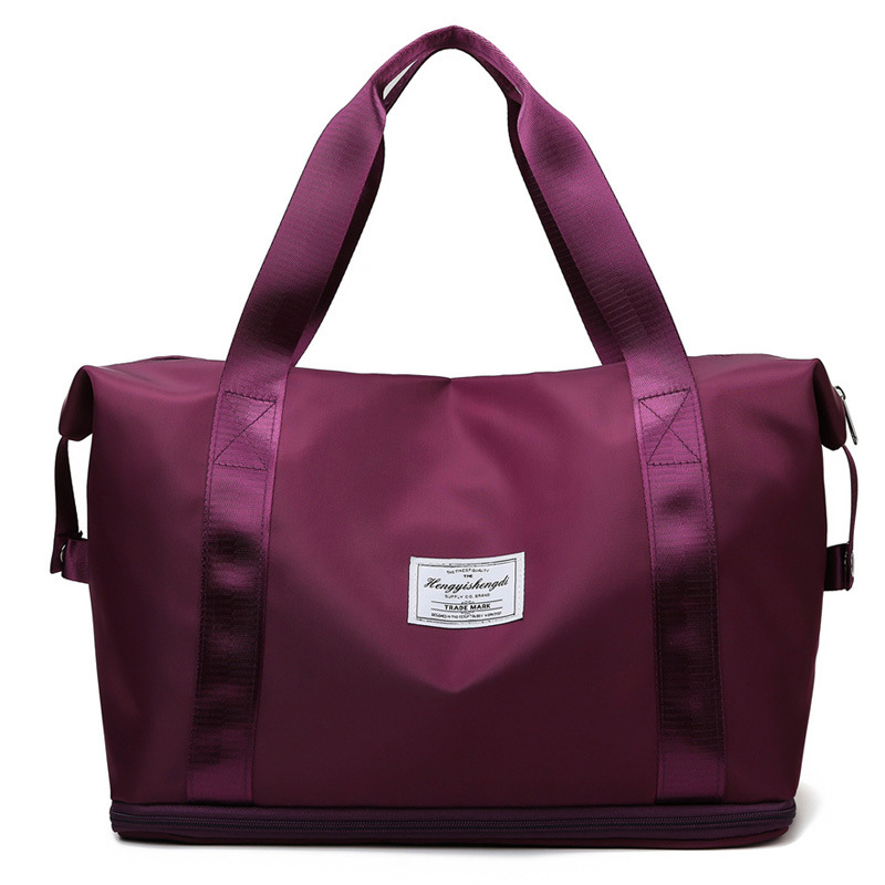 Deep purple expandable gym tote with wet pocket