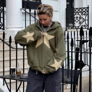 Women’s Star Patch Zip-Up Sweatshirt