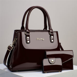 Three-Piece Faux Leather Handbag Set