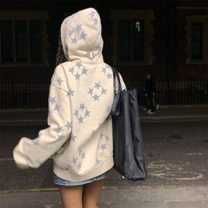 Star Print Zip-Up Hoodie